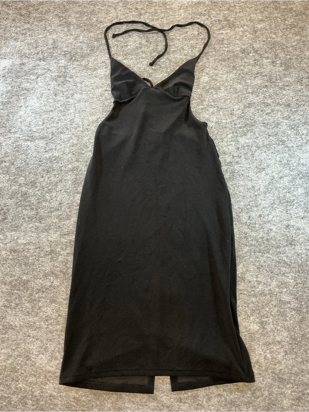 Frankie’s Bikinis Black Halter Midi Dress - Sleek Women's Evening Dress Size L